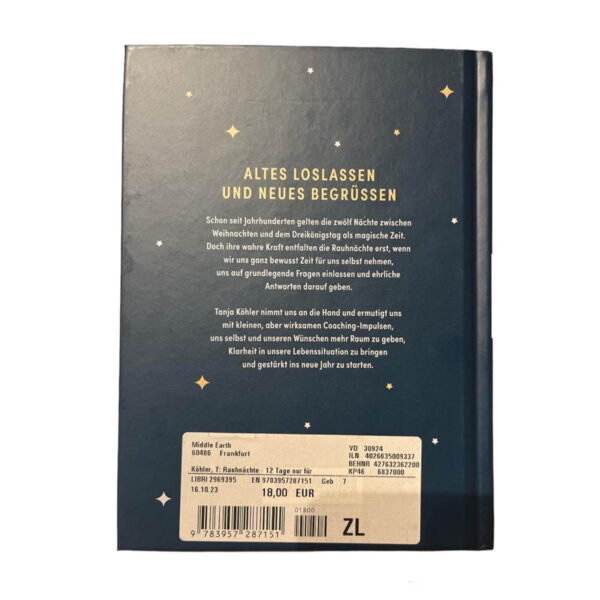 Buchrückseite Rauhnächte 12 Tage nur für dich.